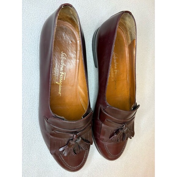Salvatore Ferragamo Studio Tassel Loafers Brown Leather 10 EE main image 8